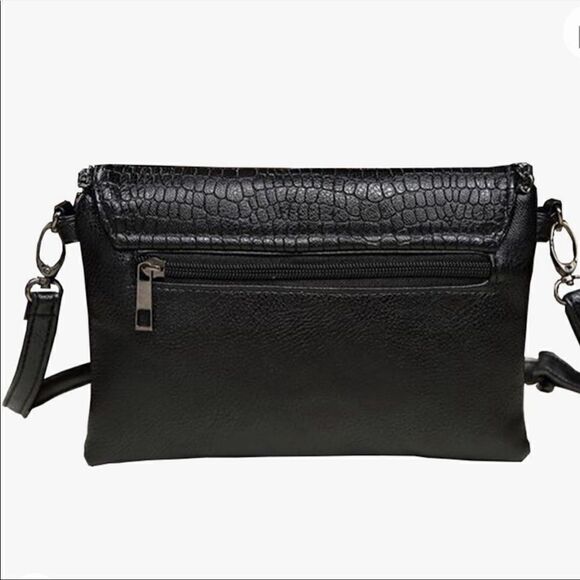 New Alligator Small Black Clutch Handbag Purse - Picture 6 of 9